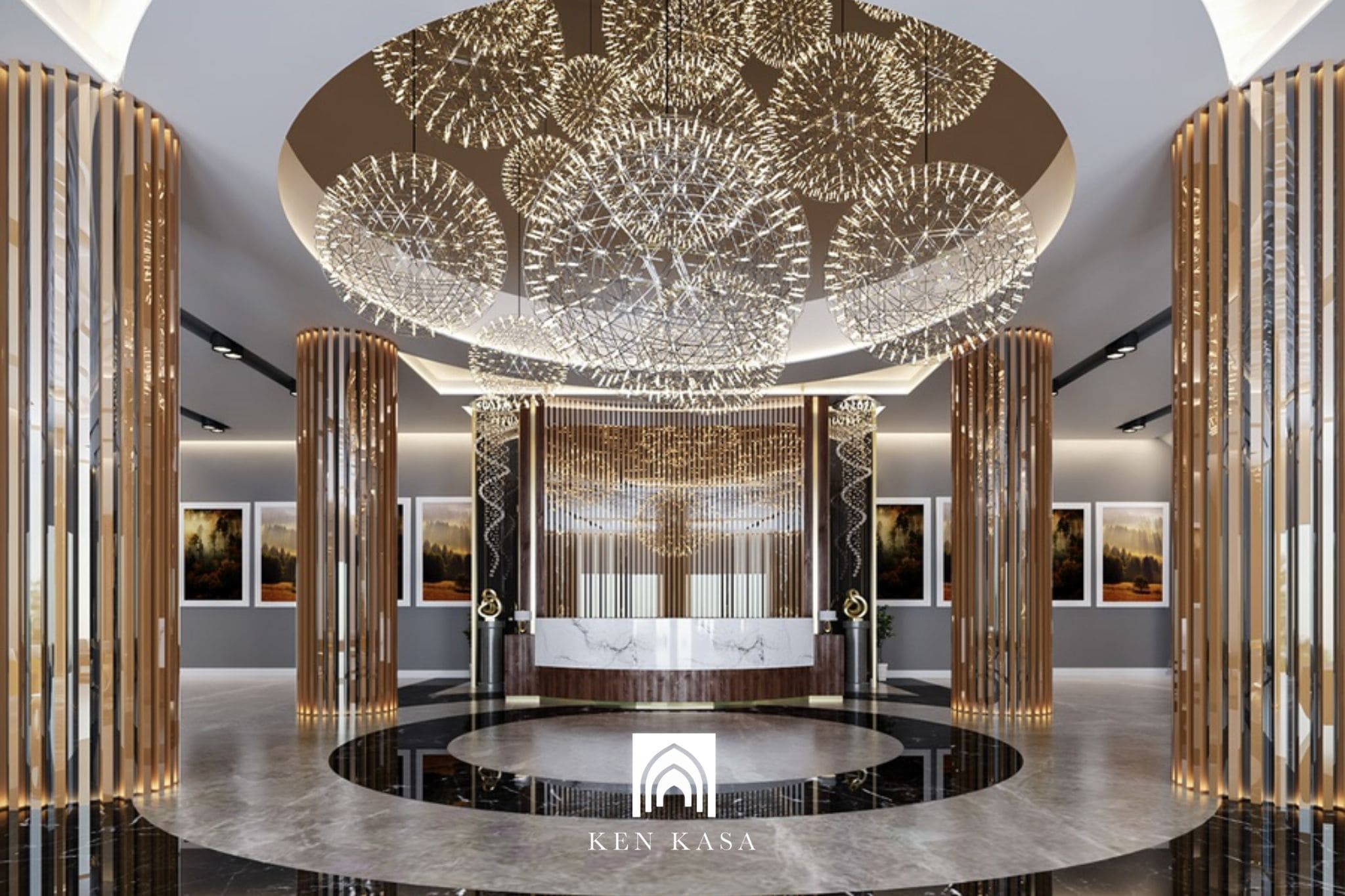 Một số mẫu thiết kế sảnh kh&aacute;ch sạn t&acirc;n cổ điển đẳng cấp, sang trọng 2026